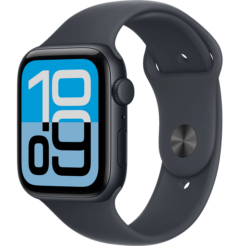 Apple Watch SE 3, 40 мм, корпус из алюминия цвета «тёмная ночь», спортивный ремешок цвета «тёмная ночь»