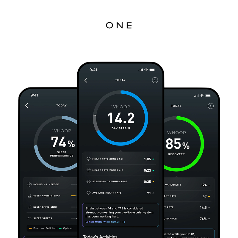 Фитнес-трекер WHOOP 5.0 ONE + 12 месяцев, черный