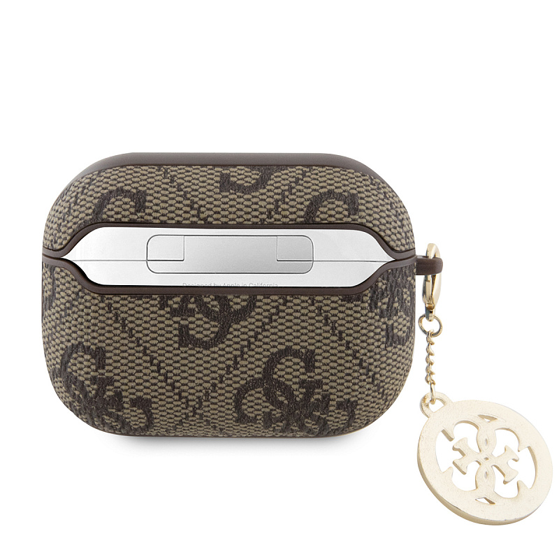 Чехол Guess для Airpods Pro 2 PU leather 4G with metal logo and Diamond charm Brown