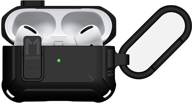 Чехол для AirPods Pro 1/2 поколения, Aulumu A19, с замком и карабином, для всех видов коннекторов