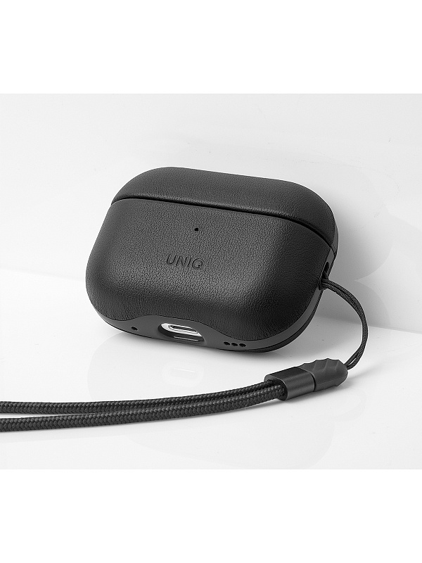 Чехол Uniq для Airpods Pro 2 Terra Genuine Leather with handstrap Black