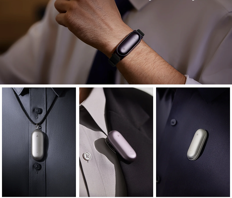 Умный диктофон с функцией голосового распознавания PLAUD NotePin, серый