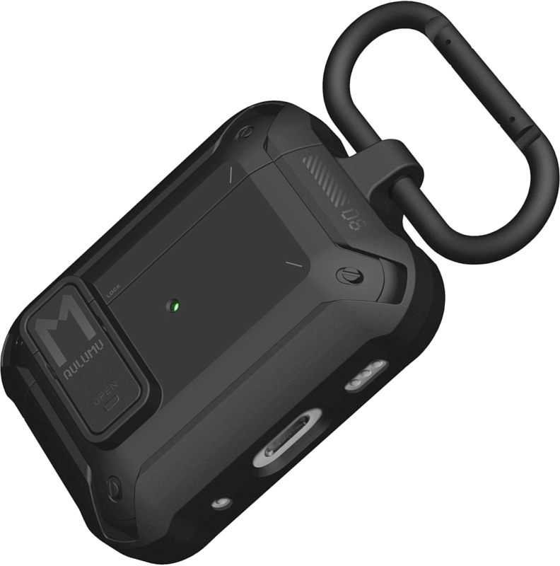 Чехол для AirPods Pro 1/2 поколения, Aulumu A19, с замком и карабином, для всех видов коннекторов