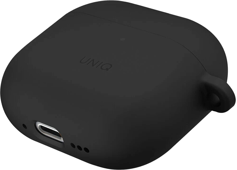 Чехол Uniq для Airpods 4 NEXO Liquid silicone +carabin +Sports ear hooks Black