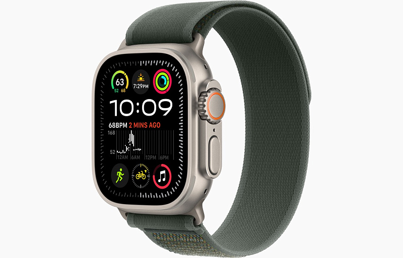 Apple Watch Ultra 2 GPS + Cellular, 49 мм, корпус из титана, ремешок Trail зеленого цвета