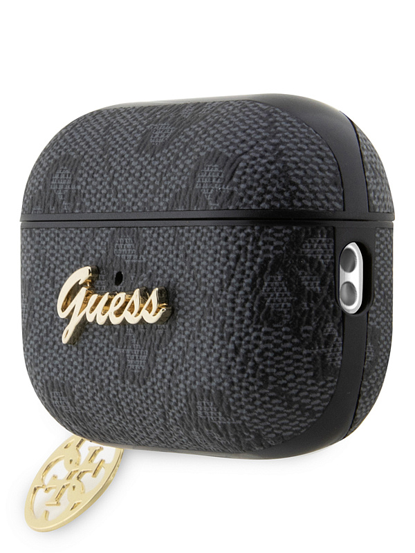 Чехол Guess для Airpods Pro 2 PU leather 4G with metal logo and Charm Black