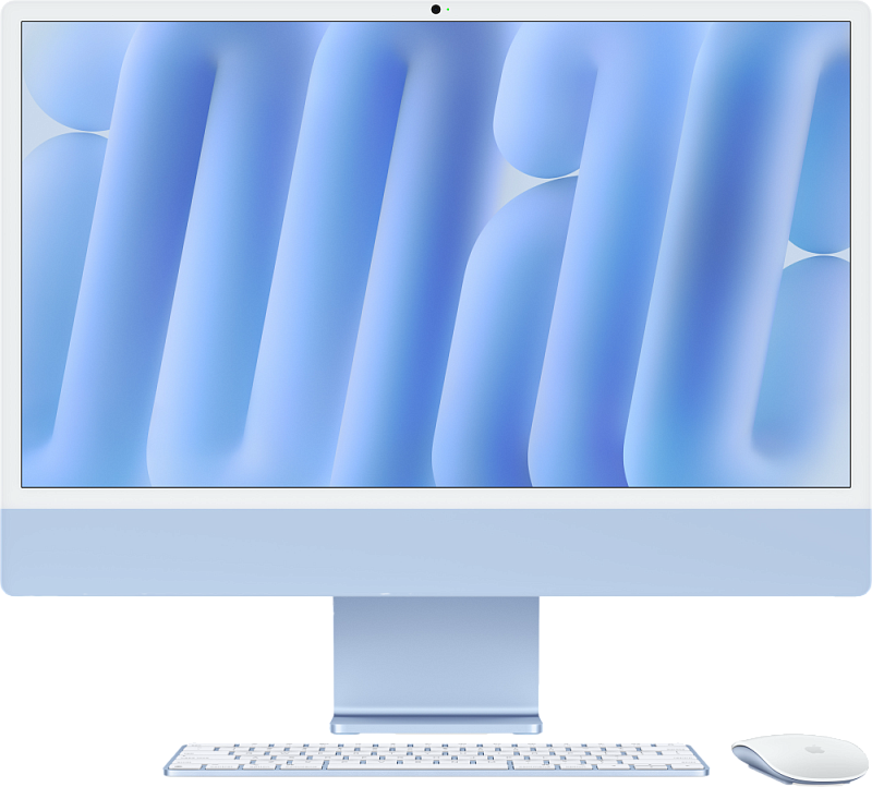 Apple iMac 24" Retina 4,5K (M4 8C CPU, 8C GPU, 2024), 16 ГБ 256 ГБ, Голубой