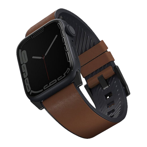 Кожаный влагоустойчивый ремень Uniq STRADEN для Apple Watch 49/45/44/42мм, коричневый
